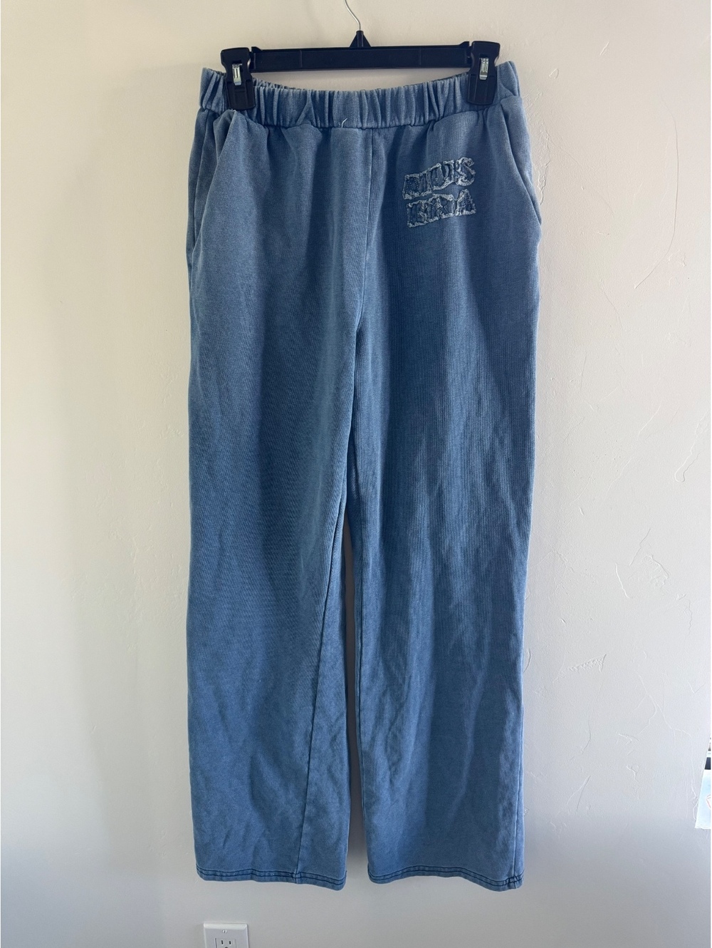 Musera Blue Washed Wide Leg Sweatpants Size Small Distressed Y2K Streetwear